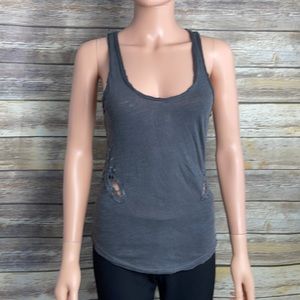 Free People Gray Embroidered Lace Tank